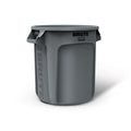 BRUTE 10 gal Round Heavy Duty Plastic Can, Gray, None, Plastic, Not Applicable