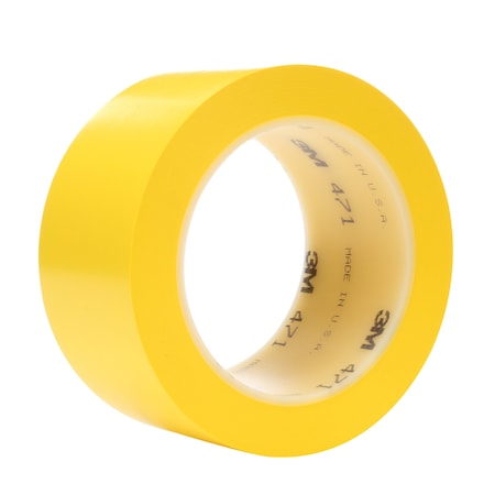 Floor Marking Tape, vinyl, No Legend, Yellow, 2 in W., 5.2 mil Thickness