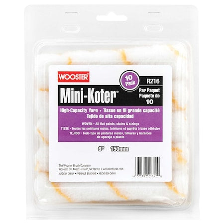 Paint Roller Cover, 1/4" dia. Core, PK10