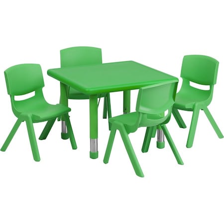 Square Activity Table, Plastic, Steel, Green