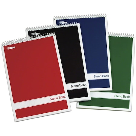 6 x 9" Steno Book With Assorted Colored Cover, Pk4