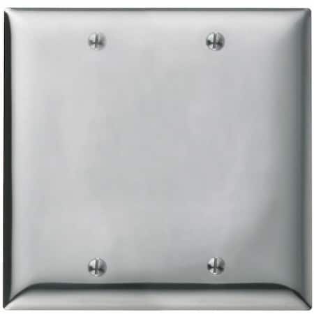 Blank Wall Plates, Number of Gangs: 2 Stainless Steel, Chrome Finish