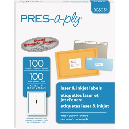 White Labels, 8-1/2" x 11", Perma, PK100