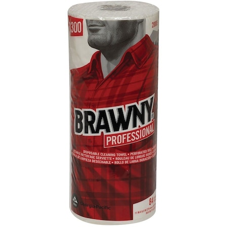 Dry Wipe Roll, Brawny D300, Poly Wrap, 60 ft, Double Recreped (DRC), 9 1/4 in x 11 in, White, 20 Pk