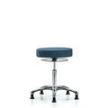 Rutledge Fab Stool without Back Chrome - Medium Bench Height with Stationary Glides in Blue Fab