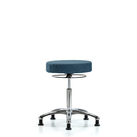 Rutledge Fab Stool without Back Chrome - Medium Bench Height with Stationary Glides in Blue Fab