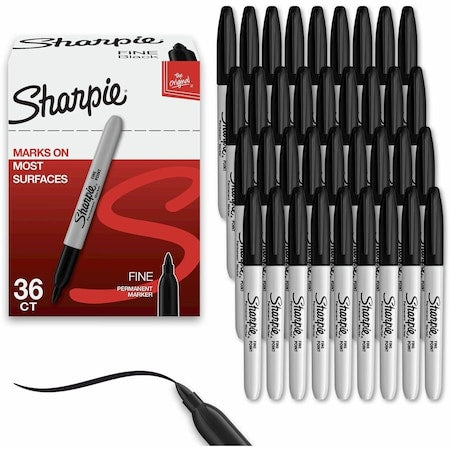 Permanent Marker, Fine Tip, Capped, 36 PK