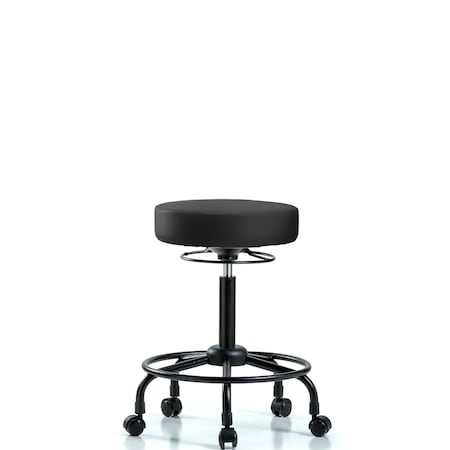 Vinyl Stool without Back-Medium Bench Height with RT Base and Casters in Black Trailblazer Vinyl