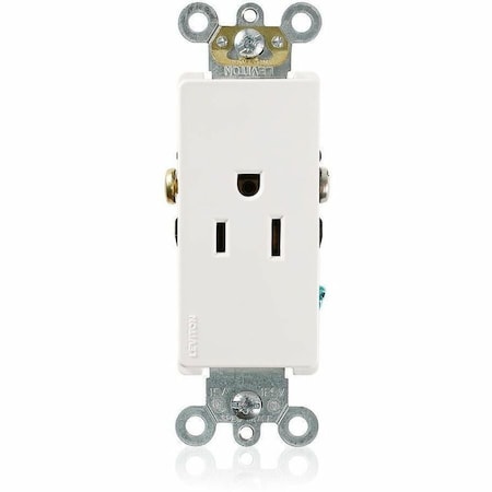 Straight Blade Receptacle, 5-15R, 15 A, 125V AC, 2 Pole, 3 Wire, Flush Mount, Grounded