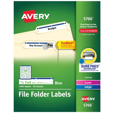 TrueBlock File Folder Labels,2/,PK1500