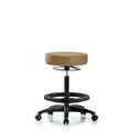 Vin Stool without Back-High Bench Height with Black Foot RingandCasters in Taupe Trailblazer Vin