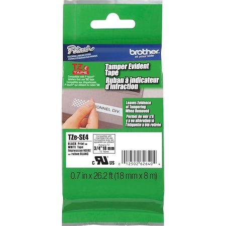 Tamper Evident Label, Blk/Wht, .7"x26.2ft.