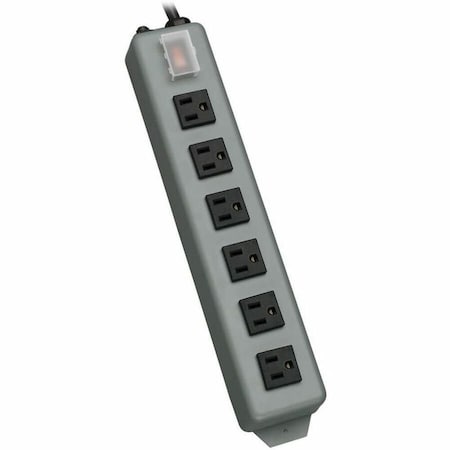 Outlet Strip, Right Angled, 6 5-15R, 5-15P, 15 ft., Gray