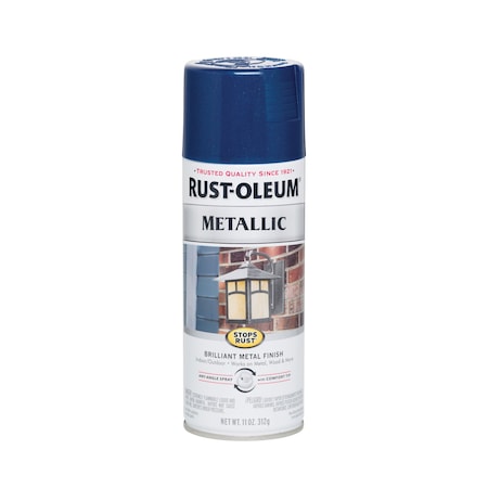 Metallic Spray Paint, Cobalt Blue, Metallic, Solvent, 11 oz