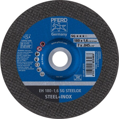 Abrasive Cut-Off Wheel, Type 27, 7 in Dia, 0.045 in Thick, 7/8 in Arbor Hole Size, Aluminum oxide A