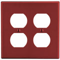 Duplex Receptacle Wall Plate, Number of Gangs: 2 Plastic, Satin Finish, Red