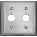 Barrel Key Wall Plates and Box Cover, Number of Gangs: 2 Stainless Steel, Brushed Finish, Silver