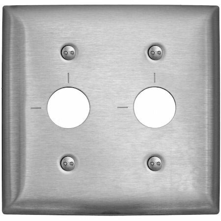 Barrel Key Wall Plates and Box Cover, Number of Gangs: 2 Stainless Steel, Brushed Finish, Silver