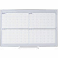 Calendar Planning Board, Steel, 38 in, 50 in, Aluminum Frame, White/Gray, Matte