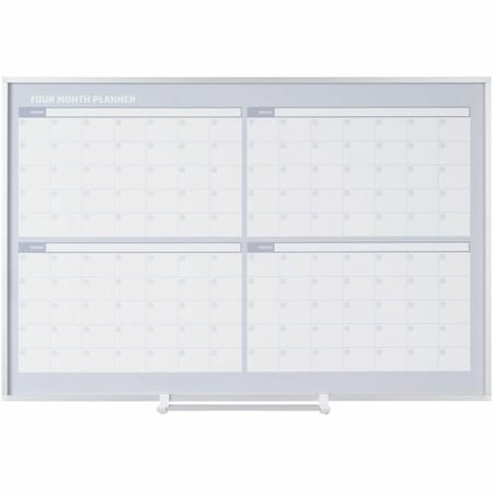 Calendar Planning Board, Steel, 38 in, 50 in, Aluminum Frame, White/Gray, Matte