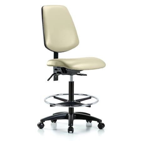 High Bench Chair No Arms, 26"" to 35"" Height, Vinyl, Adobe White