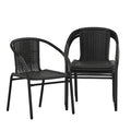 Lila Black Rattan Indoor-Outdoor Restaurant Stack Chair, PK4