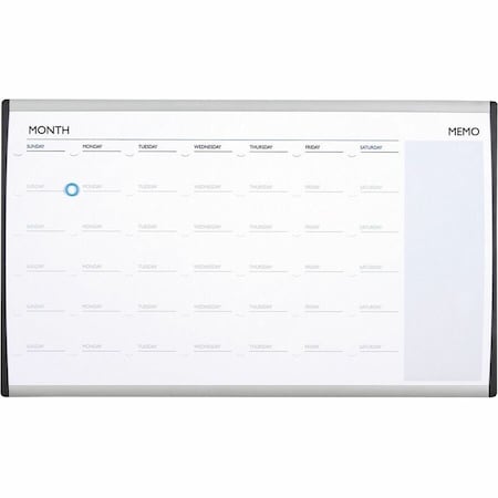 Calendar Planning Board, Steel, 18 in, 30 in, Aluminum/Plastic Frame, White, Gloss