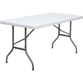Rectangle Wh 30X60 Plastic Fold Table, 30" W, 60" L, 29" H, Plastic Top, White