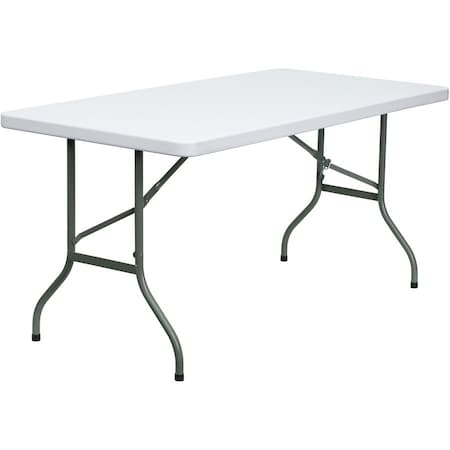 Rectangle Wh 30X60 Plastic Fold Table, 30" W, 60" L, 29" H, Plastic Top, White