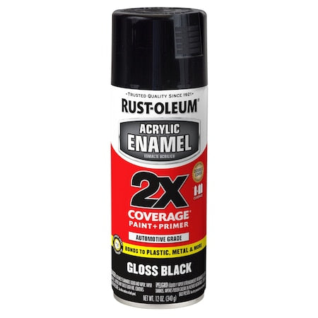 Acrylic Enamel, Black, Solvent Base, 12 oz