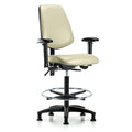 High Bench Chair Adjustable Arms, 26"" to 35"" Height, Vinyl, Adobe White