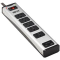Power Strip, Surge, USB, 5 5-15R, 5-15P, 6 ft., Black/Silver