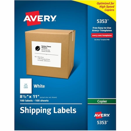 Shipping Labels for Copiers, 8-1/, PK100