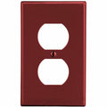 Duplex Receptacle Wall Plate, Number of Gangs: 1 Plastic, Satin Finish, Red
