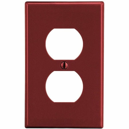 Duplex Receptacle Wall Plate, Number of Gangs: 1 Plastic, Satin Finish, Red