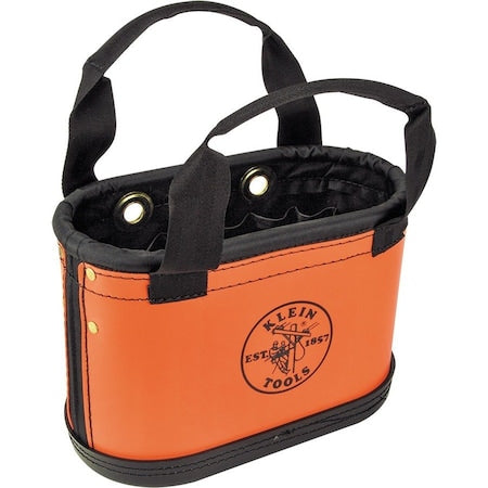 Bucket Bag, Orange, Plastic Exterior, Denier Polyester Interior, Polypropylene Bottom, 15 Pockets