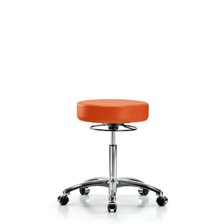 Rutledge Vin Stool without Back Chrome-Med Bench Height with Casters in Orange Kist Trailblazer Vin