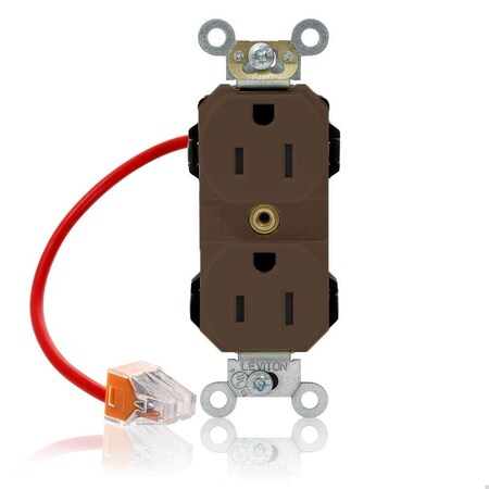 Straight Blade Receptacle, 5-15R, 15 A, 125V AC, Flush Mount, Self-Grounded