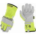 Leather Gloves, Leather, Gauntlet, Keystone Thumb, Gunn Cut, Gray / Yellow, 8, 1 PR