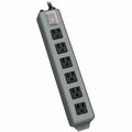 Outlet Strip, Industrial, 6 5-15R, 5-15P, 15 ft., Gray