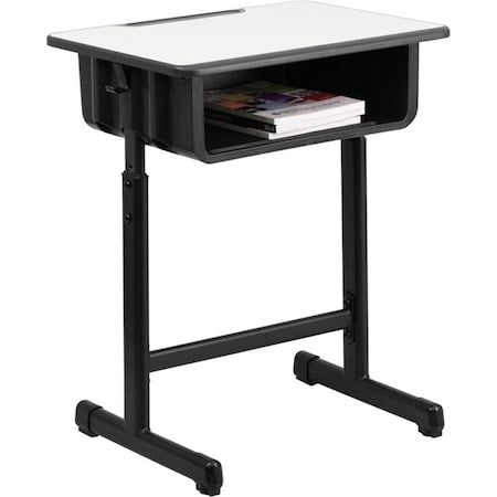 Student Desk Open Front Student Desk, Gray, 17-3/4" D X 28-1/4" to 31-1/2" H, 23.5" W X Grey