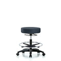 Vin Stool without Back-Medium Bench Ht with Chr Foot Ring and Casters in Imp Blue Trailblazer Vin