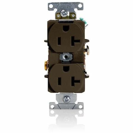 Duplex Straight Blade Receptacle, 5-20R, 20 A, 125V AC, 2 Pole, 3 Wire, Flush Mount, Grounded