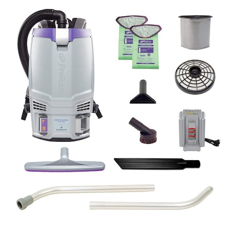 GoFit 6 Cordless 8Ah, 6 qt. Backpack Vacuum w/ Xover Multi-Surface Two-Piece Wand Tool Kit