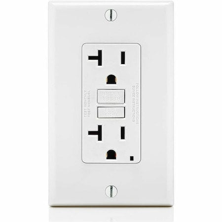 GFCI Receptacle, Outlet, White, 20A 125V