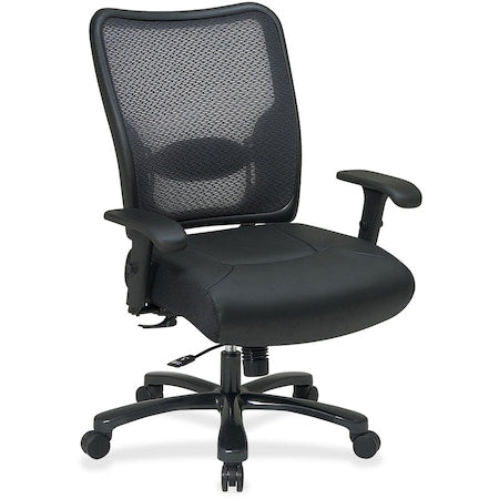 Big and Tall Chair Desk Chair, Adjustable Arms, 20-5/16" to 23-1/8" Height, Leather, Black