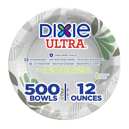 Disposable Bowl, 12 fl. oz., Paper, Pathways, PK500