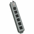 Outlet Strip, Industrial, 6 5-15R, 5-20P, 15 ft., Gray