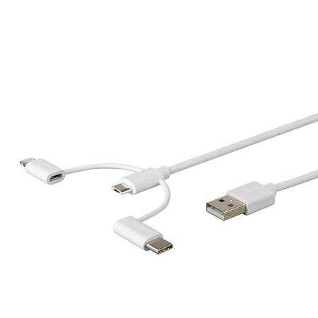 Apple MFi Certified USB to Micro USB + USB Type-C + Lightning 3 in 1 C