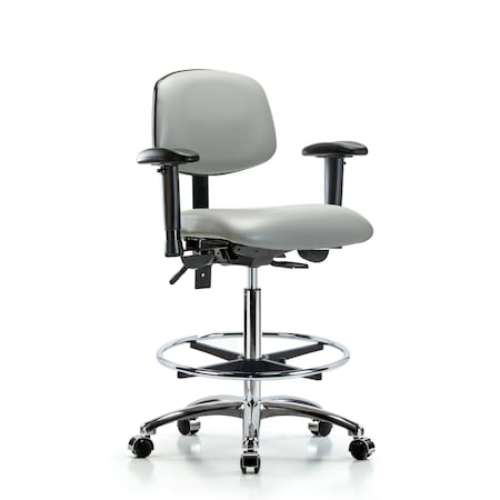 High Bench Chair Chair, Vin, Hi Ben, Chr Tilt AA CF Cast, Dov, Adjustable Arms, 26" to 35-1/2" Height